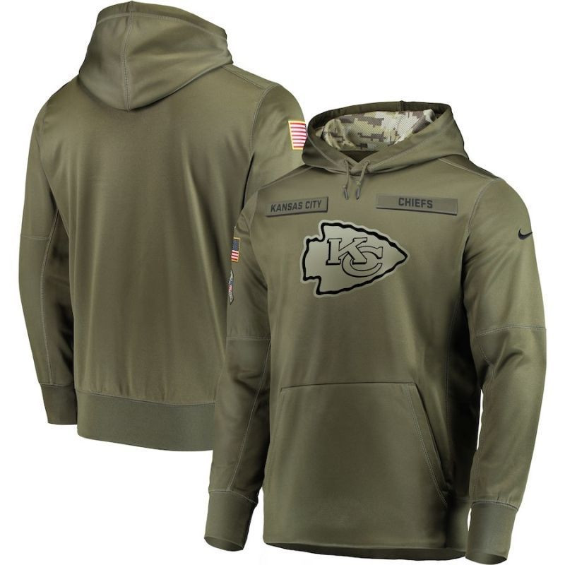 Kansas City Chiefs Olive Salute To Service Personalized Hoodie Jersey