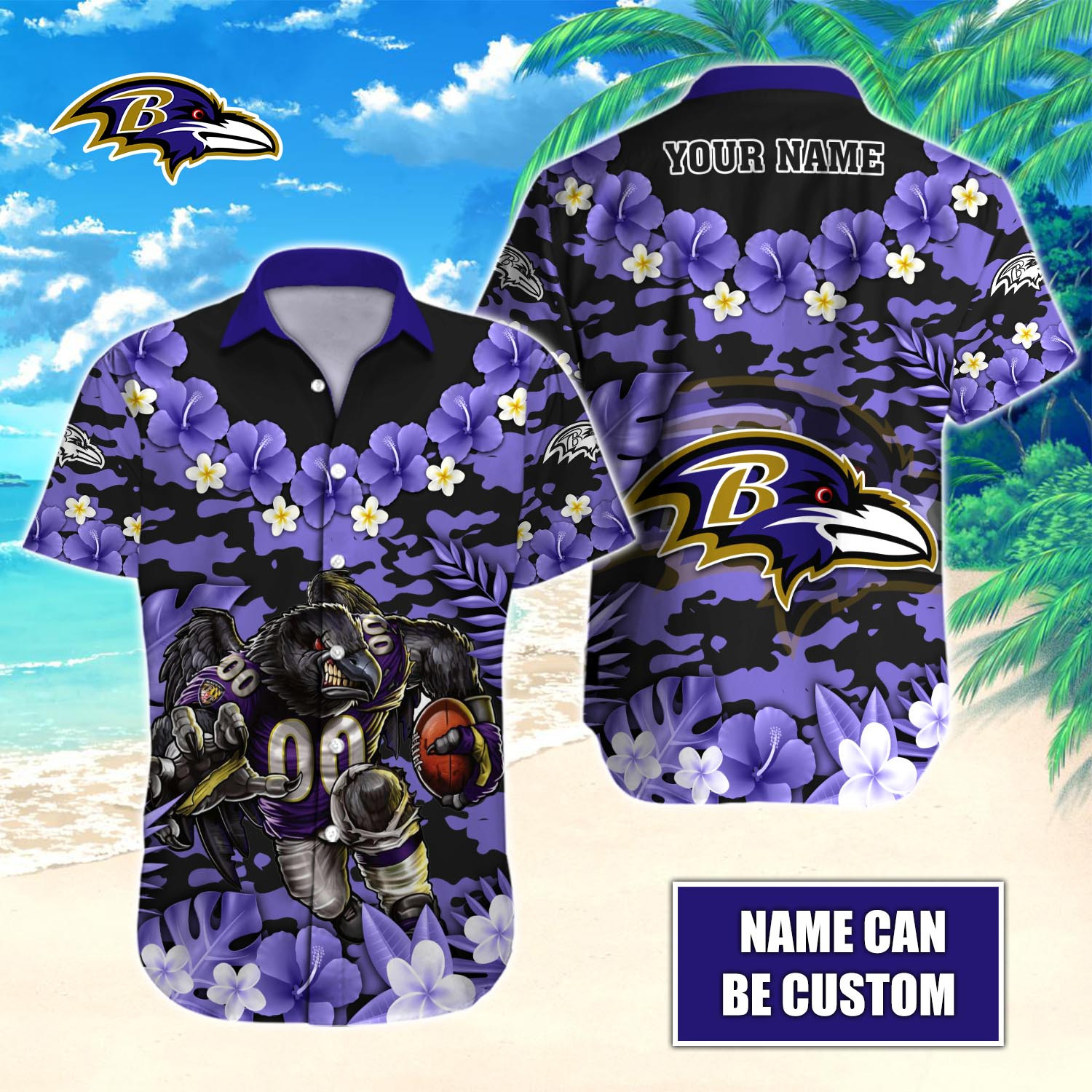 Baltimore Ravens Nfl-Hawaiian Shirt Custom T-40319