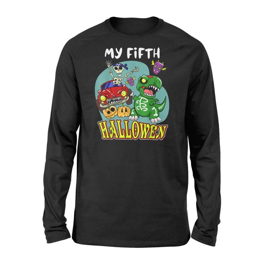 5th Birthday party my 5 fifth Halloween Baby Dinosaur tshirt – Standard Long Sleeve