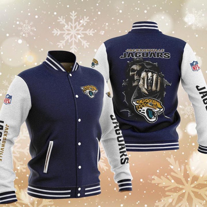 Jacksonville Jaguars Navy Skull Baseball Jacket