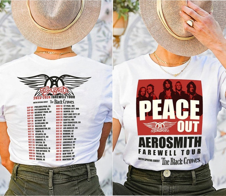 Aerosmith 2023-2024 Shirt, Peace Out Farewell Tour With The Black Crowes Tour Shirt,Aerosmith Band Fan Shirt