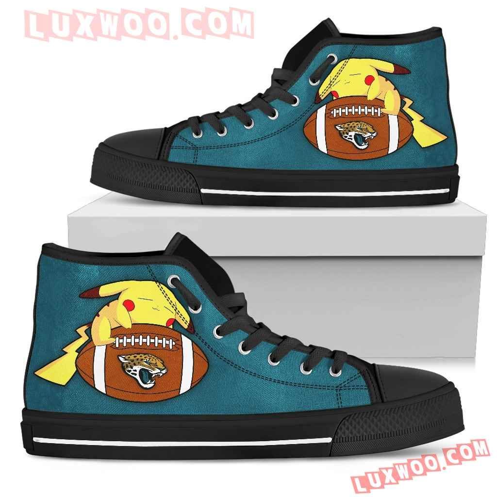 Like Pikachu Laying On Ball Jacksonville Jaguars High Top Shoes Sport Sneakers