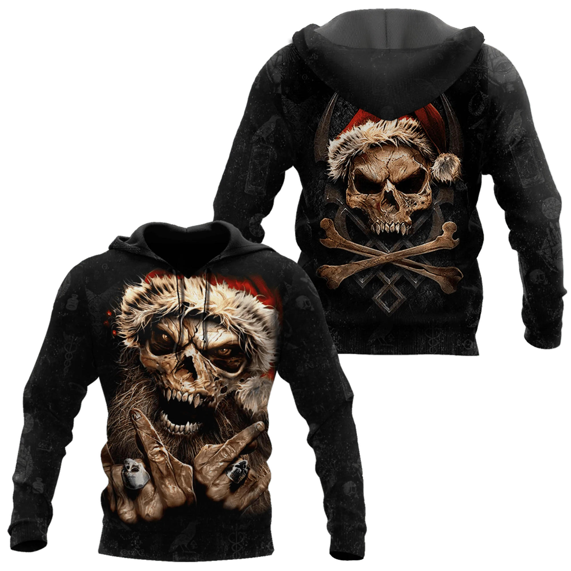 Santa Claus Skull 3D Hoodie, Christmas Skull Hoodie