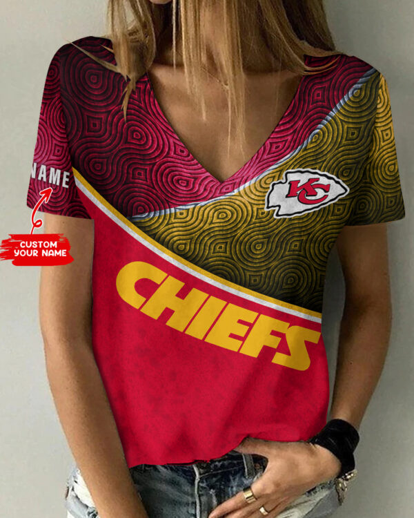 Kansas City Chiefs Personalized Summer V-Neck Women T-Shirt Bg238