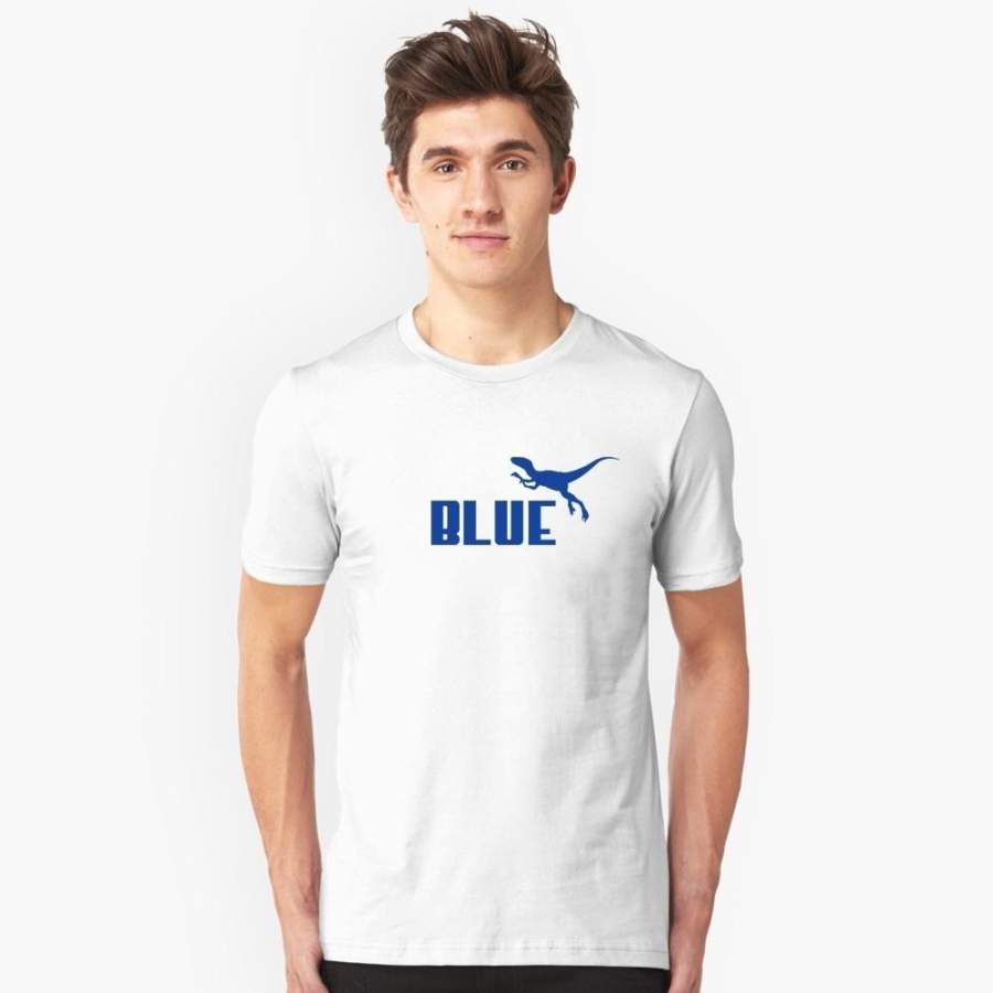 Blue Men’s large size cotton short-sleeved leisure sports sweat-absorbent breathable English animal print T-shirt