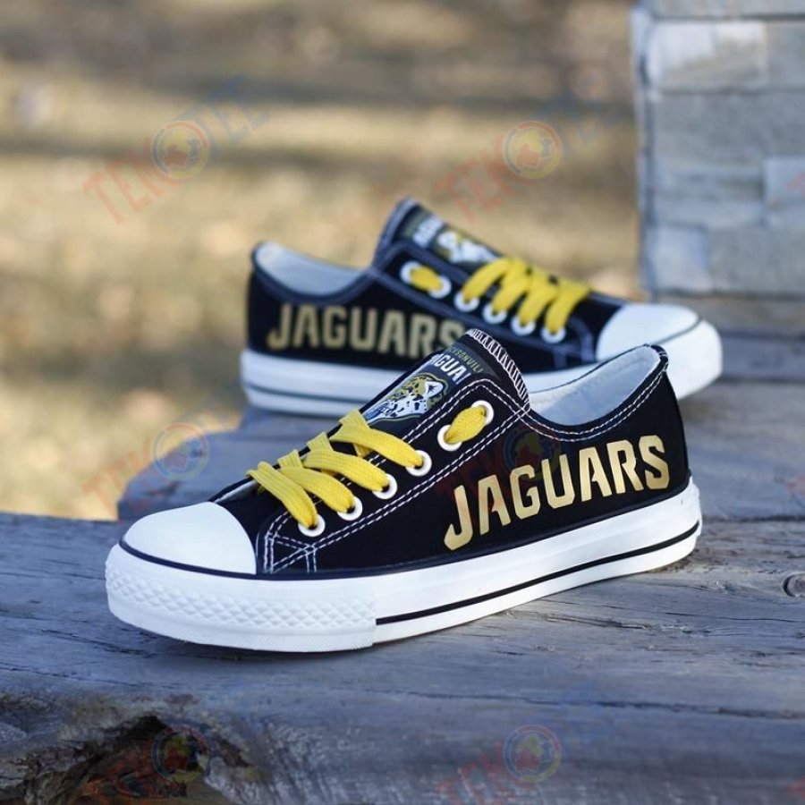 Mens Womens Jacksonville Jaguars Low Top Jaguars Running Shoes Tennis Shoes Low Top Shoes Custom Print Footwear Converse Sneakers TMT178