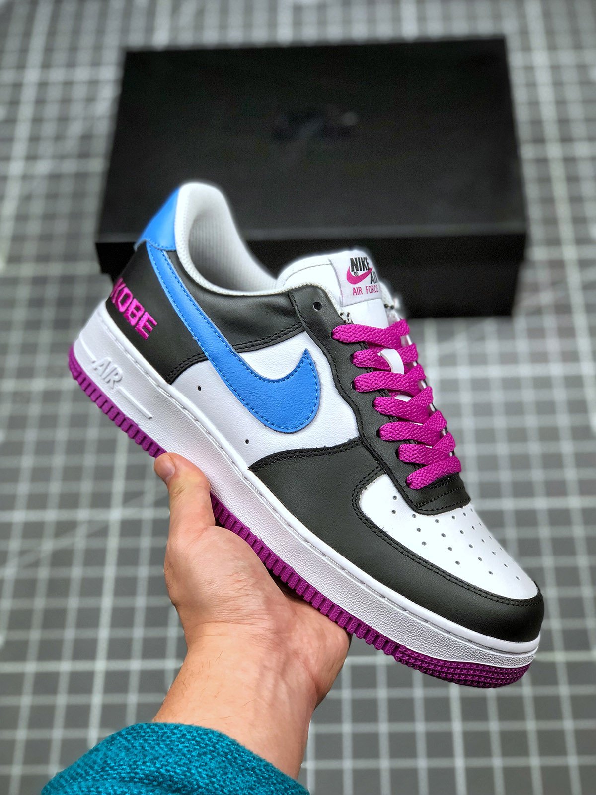 Kobe x Nike Air Force 1 Low BlackWhite-Purpe-Blue 5340795