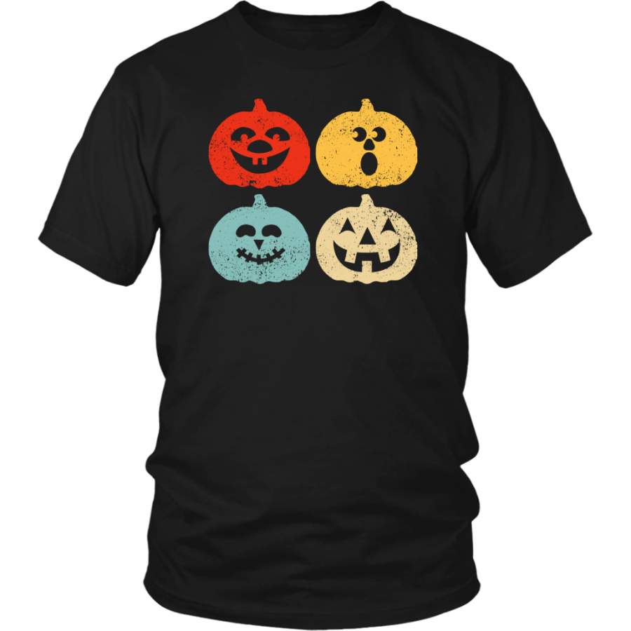 Vintage Retro Halloween Pumpkin Emoji Funny T-Shirt