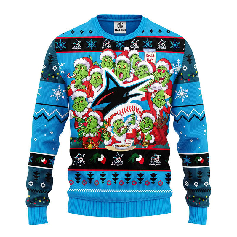 Miami Marlins 12 Grinch Xmas Day Ugly Christmas Sweater