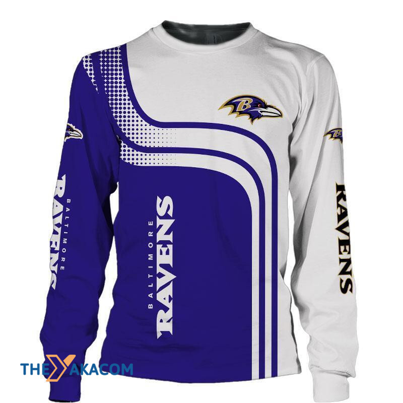 Baltimore Ravens Two Tone Split Gift Nfl Fan Sweatshirt Long Sleeve Crewneck Casual Pullover Top