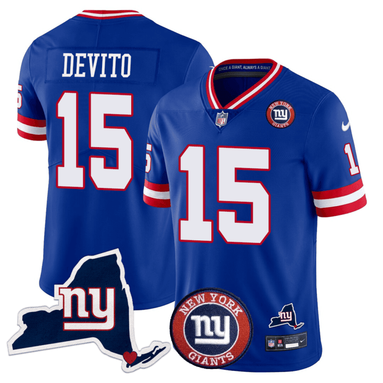 Tommy Devito Giants New York Map & Logo Patch Limited Jersey – All Stitched