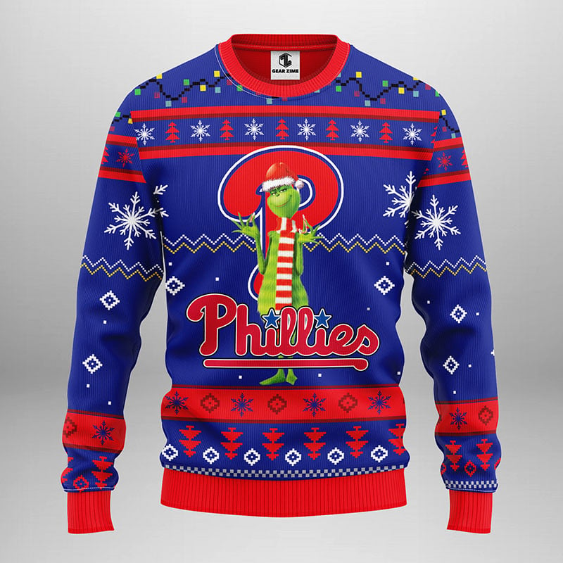 Philadelphia Phillies Funny Grinch Ugly Christmas Sweater