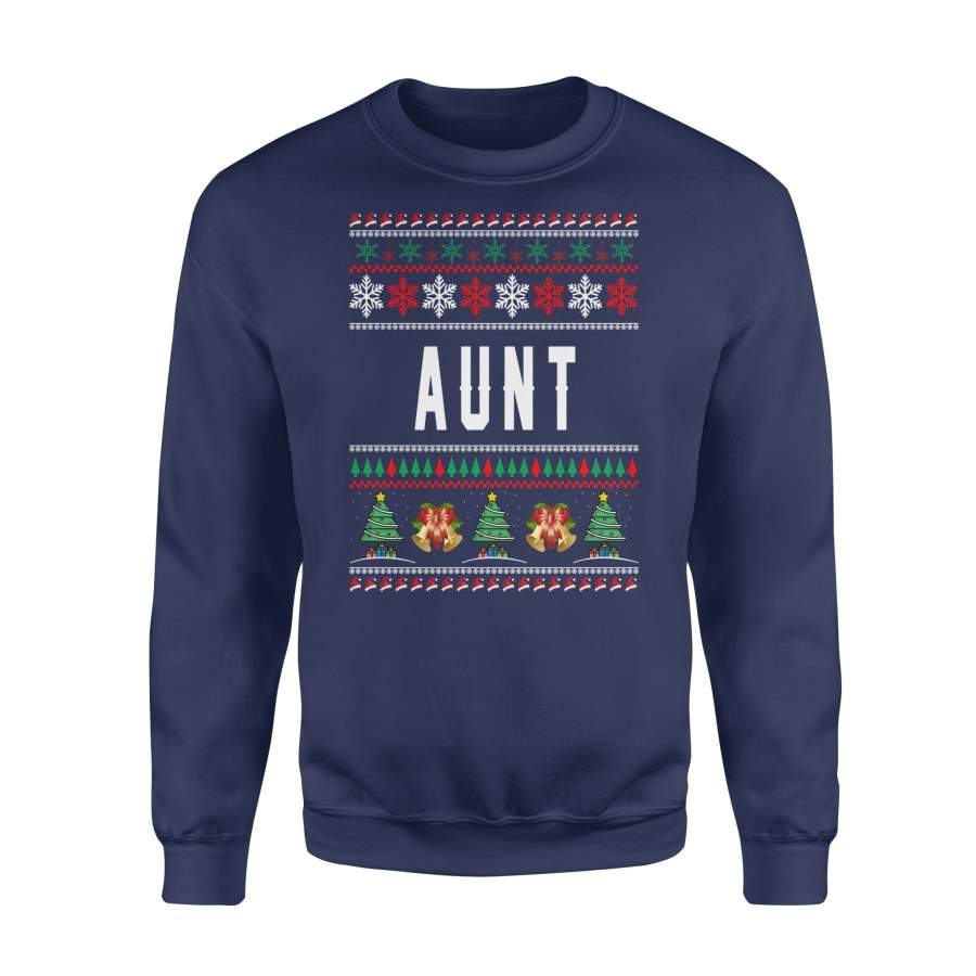 Aunt Ugly Christmas Family Jingle Bells Hat Snowflakes Christmas Tree Holiday Christmas X-Mas Sweatshirt T Shirt Christmas Gift Ideas