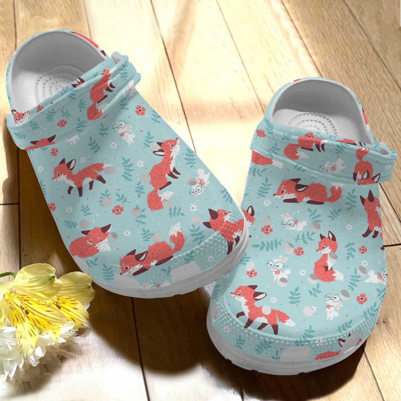 Animal Personalize Clog, Custom Name, Text, Fashion Style For Women, Men, Kid, Print 3D Fox V4