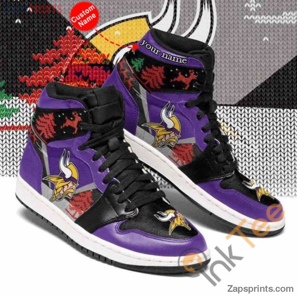 Christmas Minnesota Vikings Personalized Name Air Jd1 Sneakers Custom Shoes