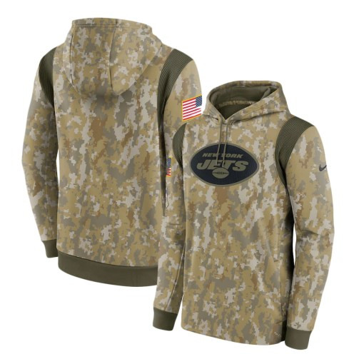 New York Jets Camo 2021 Salute To Service Therma Hoodie