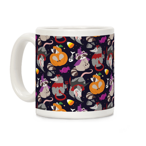 Trashy Animals Halloween Pattern Coffee Mug