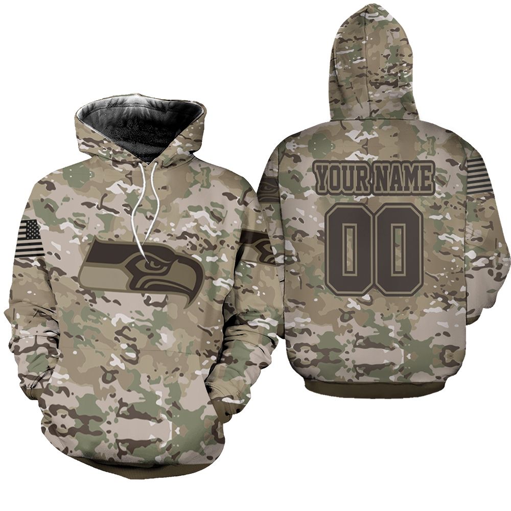 Seattle Seahawks Camouflage Veteran 3D 2 Personalized Hoodie