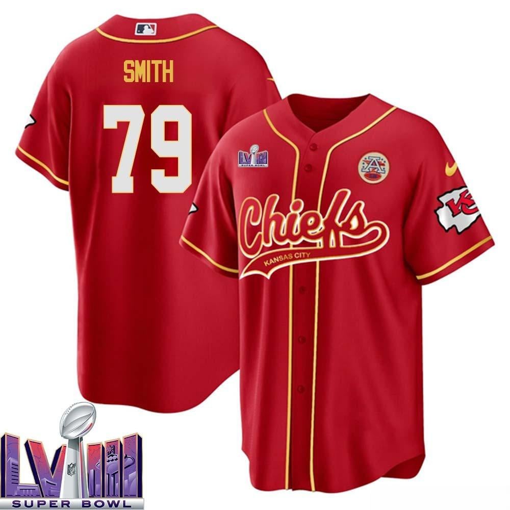 Donovan Smith 79 Kansas City Chiefs Super Bowl Lviii Baseball Men Jersey – Red