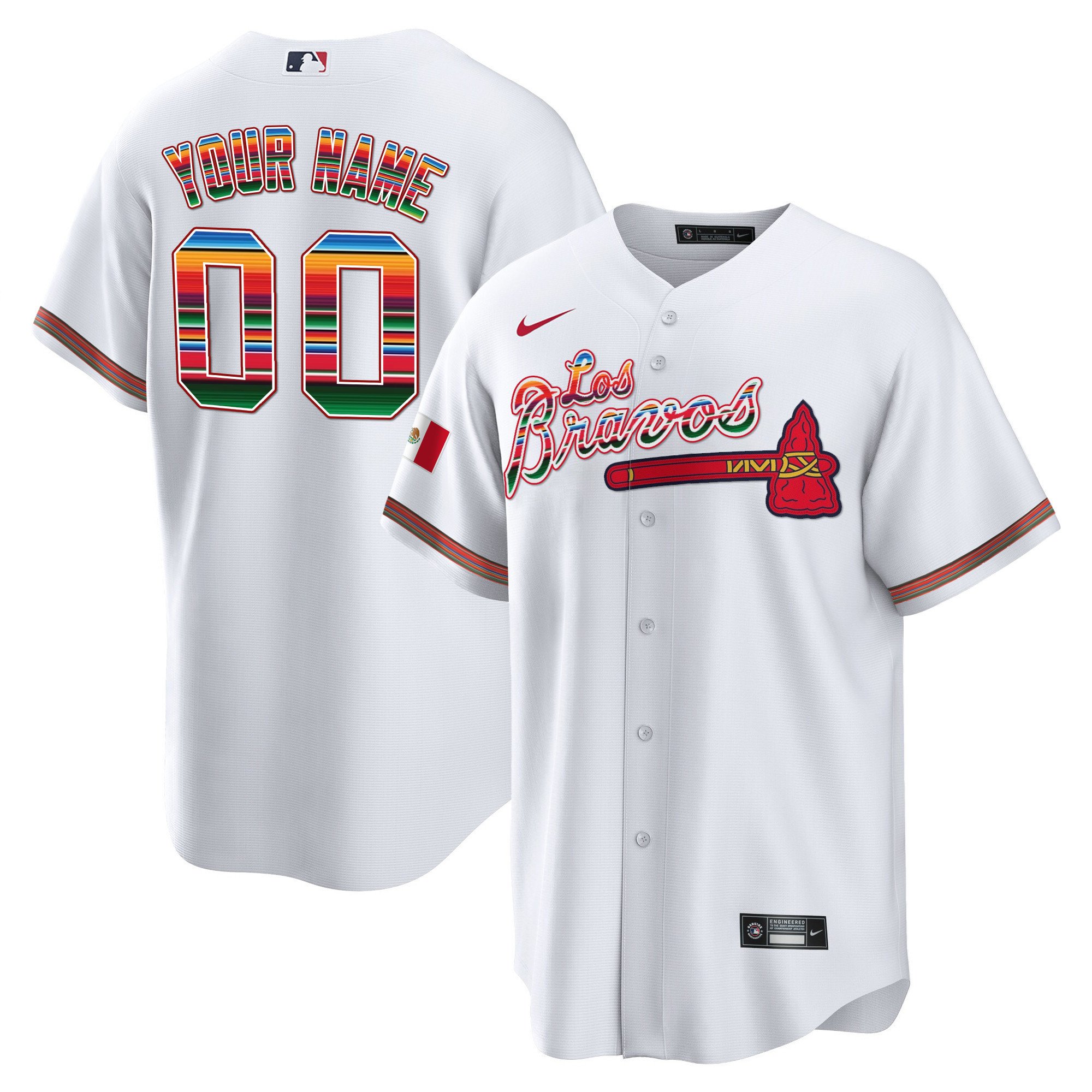 Atlanta Braves Los Bravos Mexico Custom Jersey – All Stitched