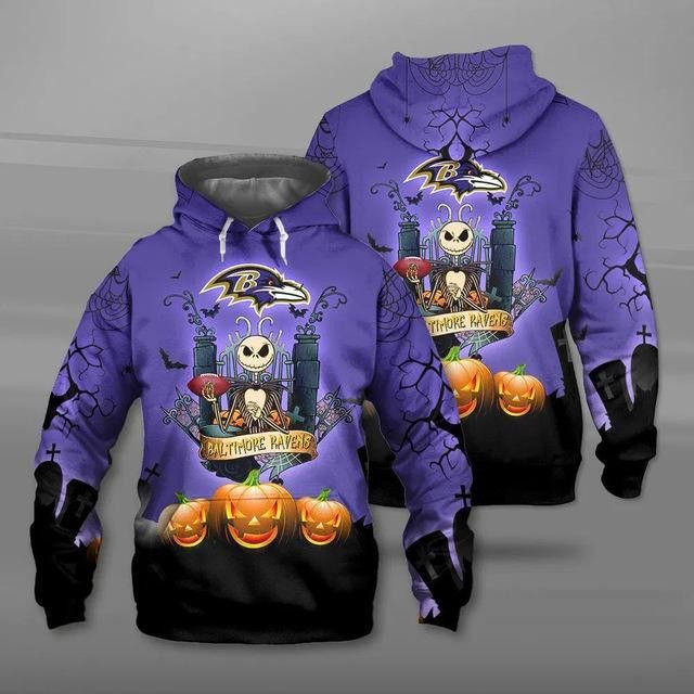 Baltimore Ravens Football Halloween 40 Unisex 3D Hoodie Gift For Fans