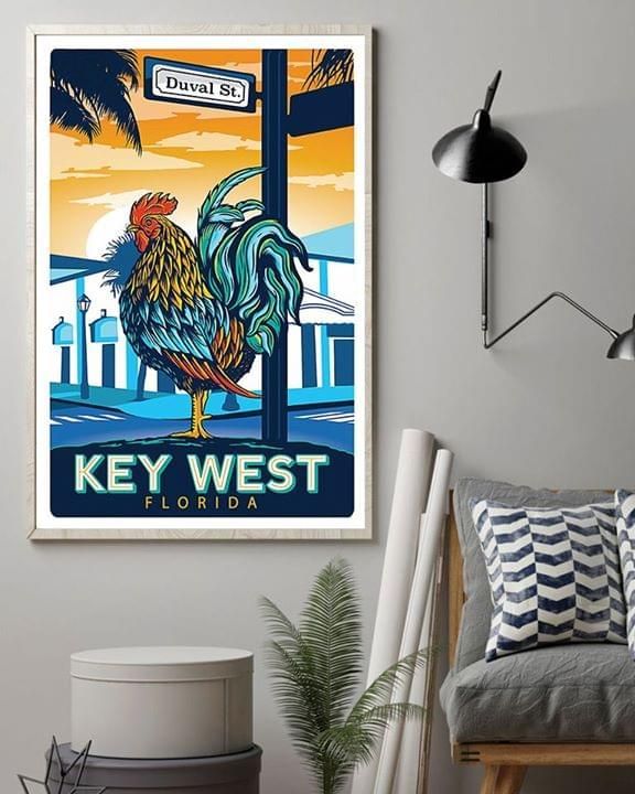 Vintage travel key west florida duval street poster poster canvas