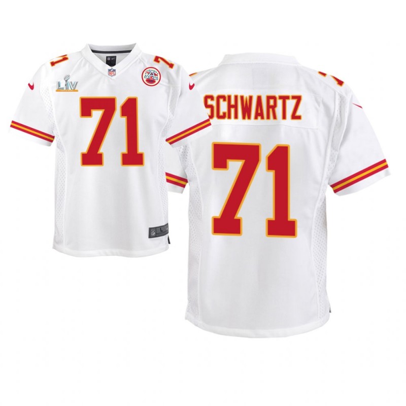 Youth Kansas City Chiefs #71 Mitchell Schwartz White Super Bowl Lv Game Jersey