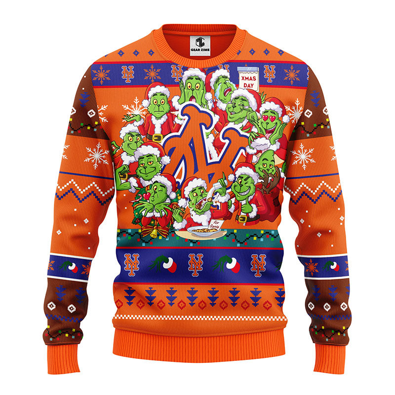 New York Mets 12 Grinch Xmas Day Christmas Ugly Sweater