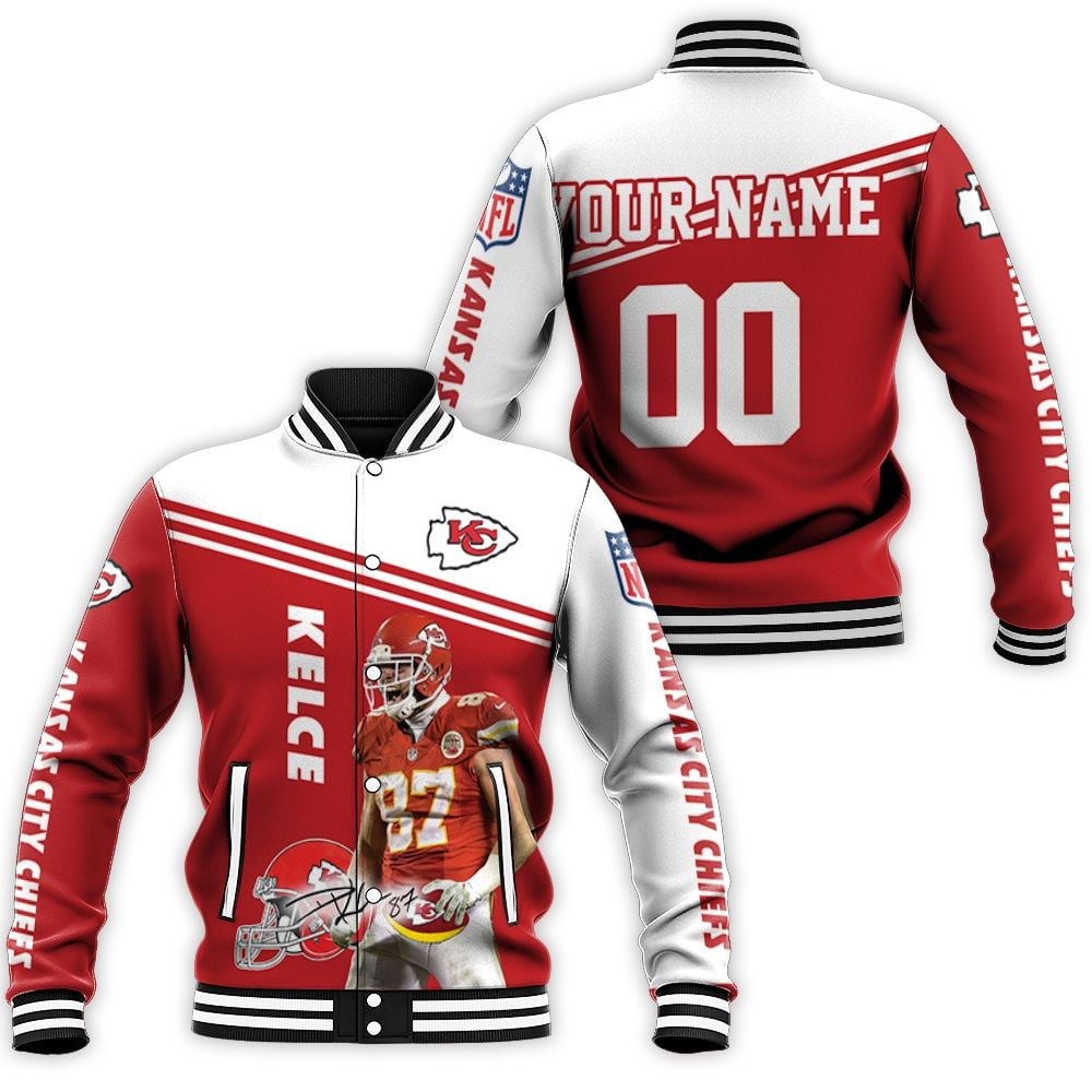 Travis Kelce Kansas City Chiefs 3D Signature Personalized Baseball Jacket For Men Women