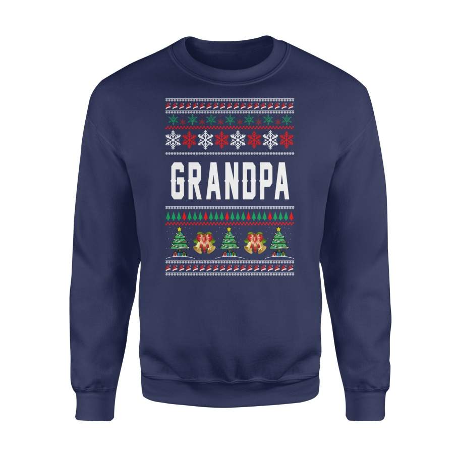 Grandpa Ugly Christmas Family Jingle Bells Hat Snowflakes Christmas Tree Holiday Christmas X-Mas Sweatshirt T Shirt Christmas Gift Ideas