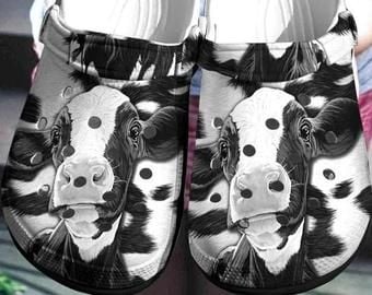 Cow Crocs 3D Print Cow Black And White Crocs Charms Cow Crocs Crocband Clog Gift For Farm Animal Print Water Shoes