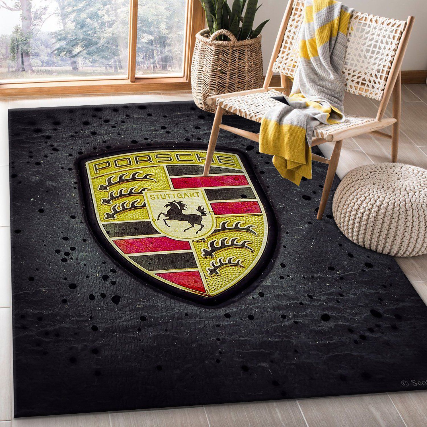 Porsche Logo Ver8 Area Rug For Christmas Living Room Rug Family Gift US Decor