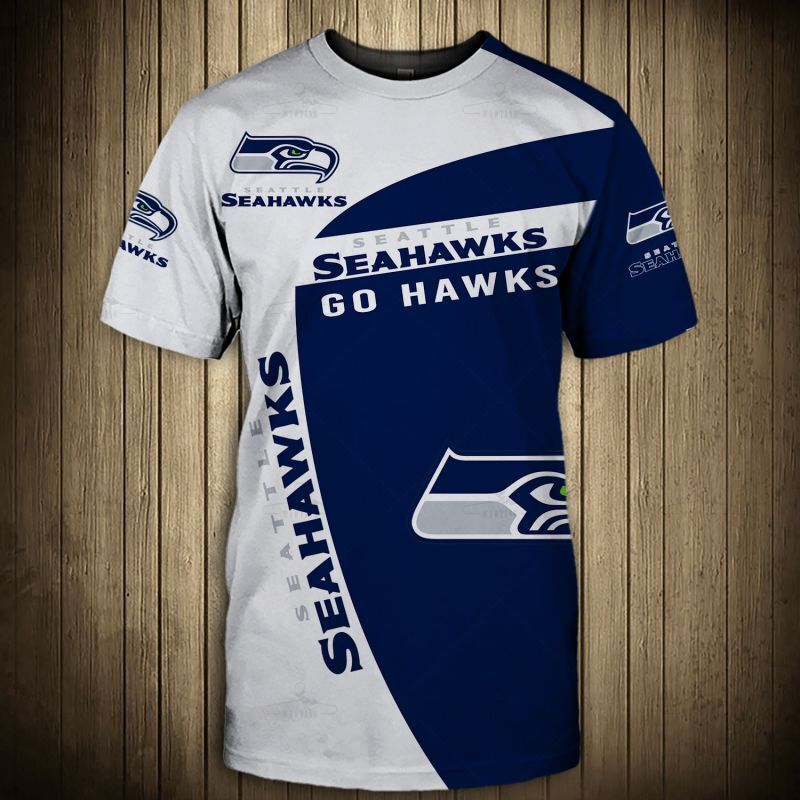 Seattle Seahawks T-Shirt 3D &Quot;Go Hawks&Quot;Short Sleeve