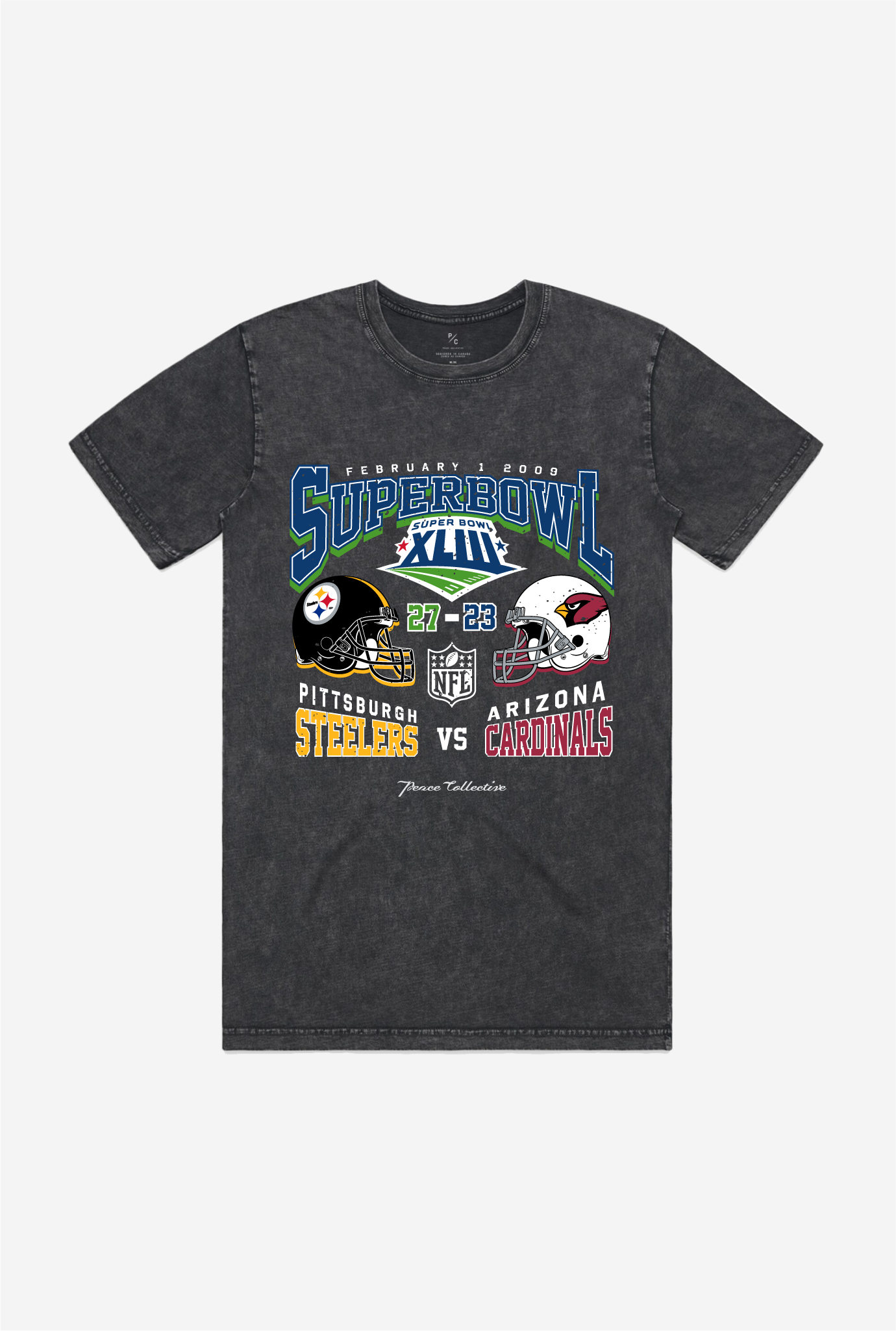 Super Bowl Xliii: Pittsburgh Steelers Vs Arizona Cardinals Stonewashed T-Shirt – Black