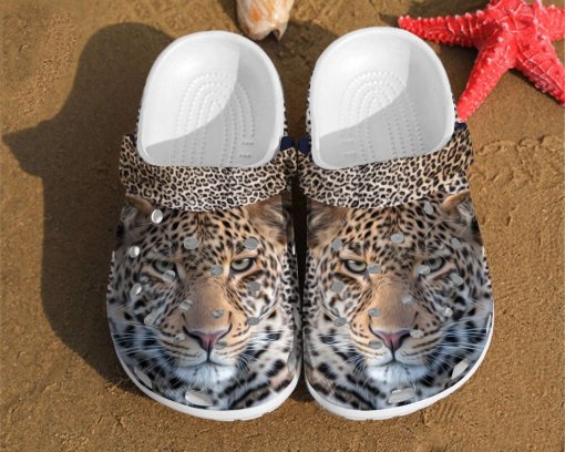 African Leopard 3D Animal Unisex Personalized Name Clog Shoes