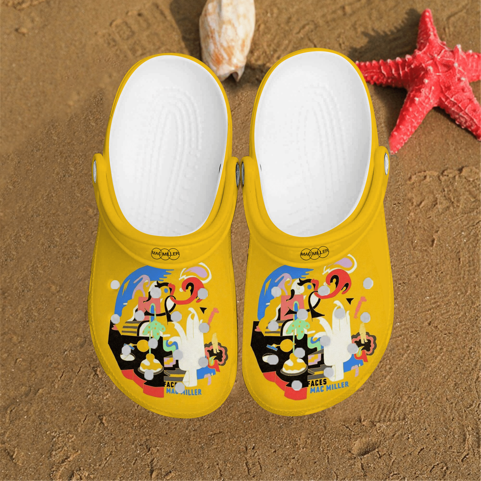 Mac Miller Face Rapper Yellow Comfortable For Man And Women Classic 3D Crocband Clog