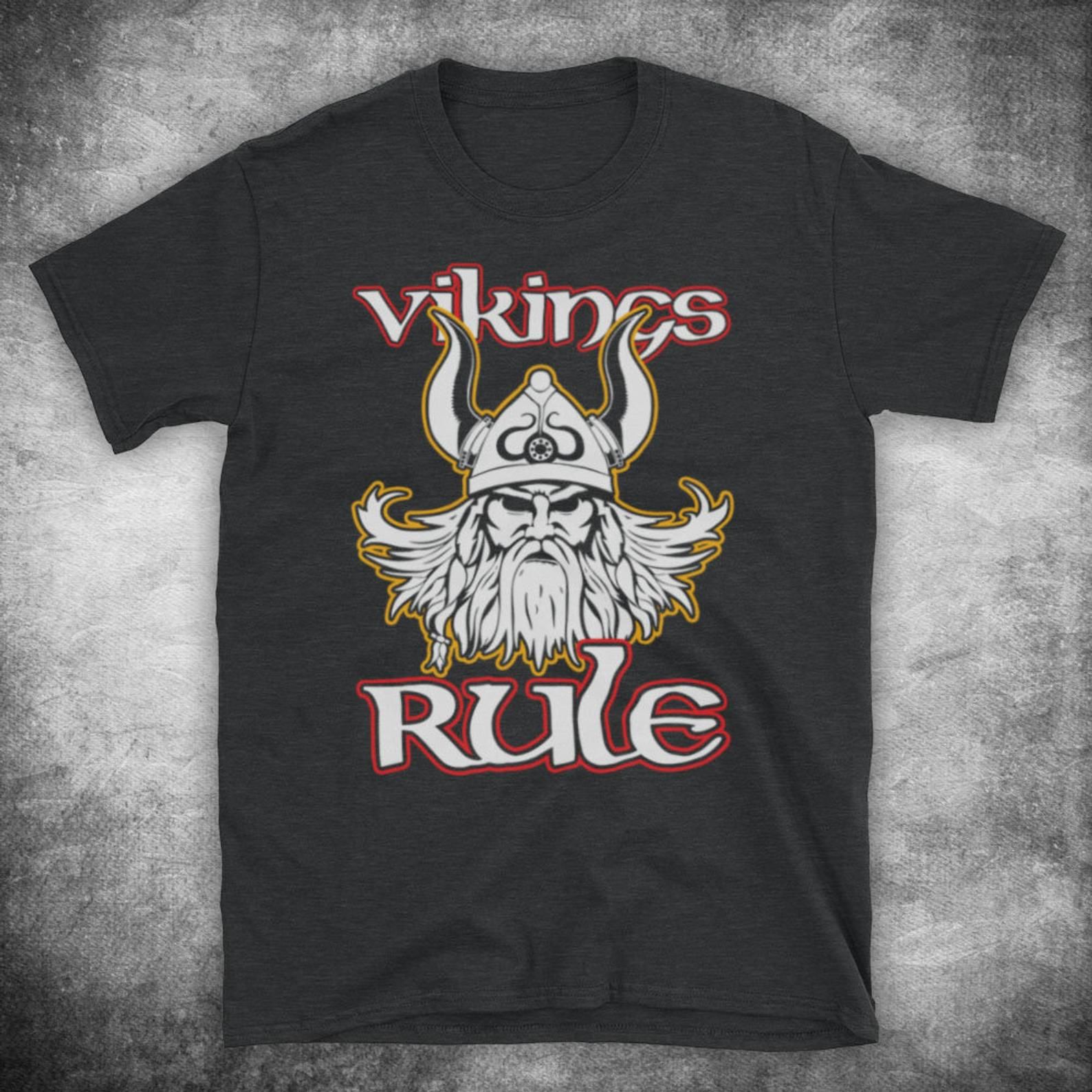 Vikings Rule Norse History Culture Horned Helmet Thor God Un S T-Shirt