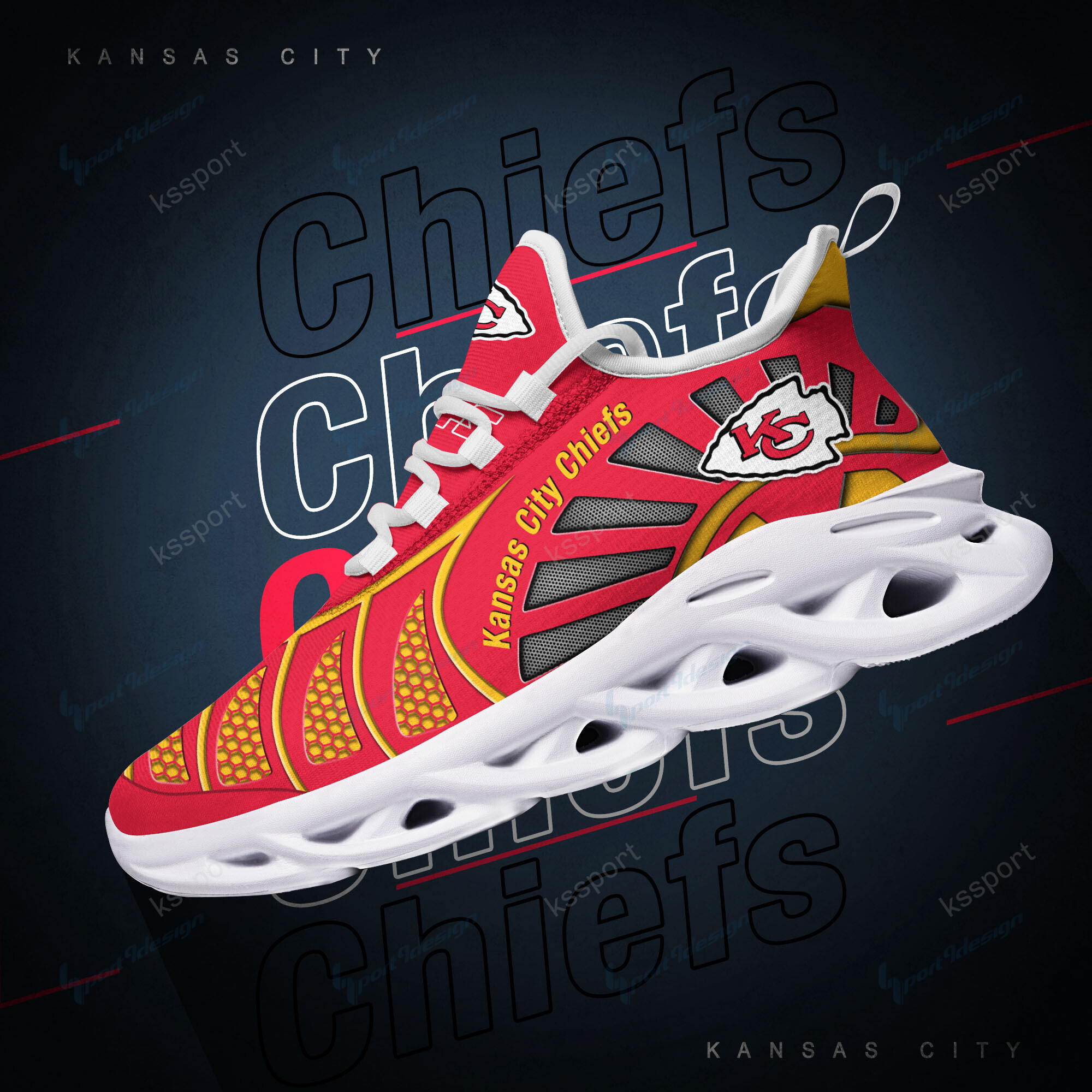 Kansas City Chiefs Yezy Running Sneakers Bb05