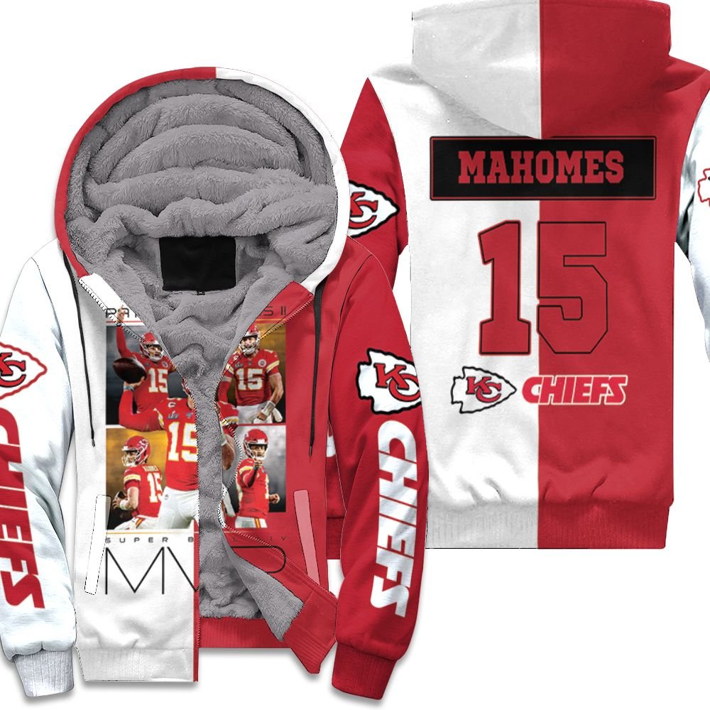 Kansas City Chiefs Patrick Mahomes 15 Most Valuable Player MVP Super Bowl LIV Fleece Zip Hoodie