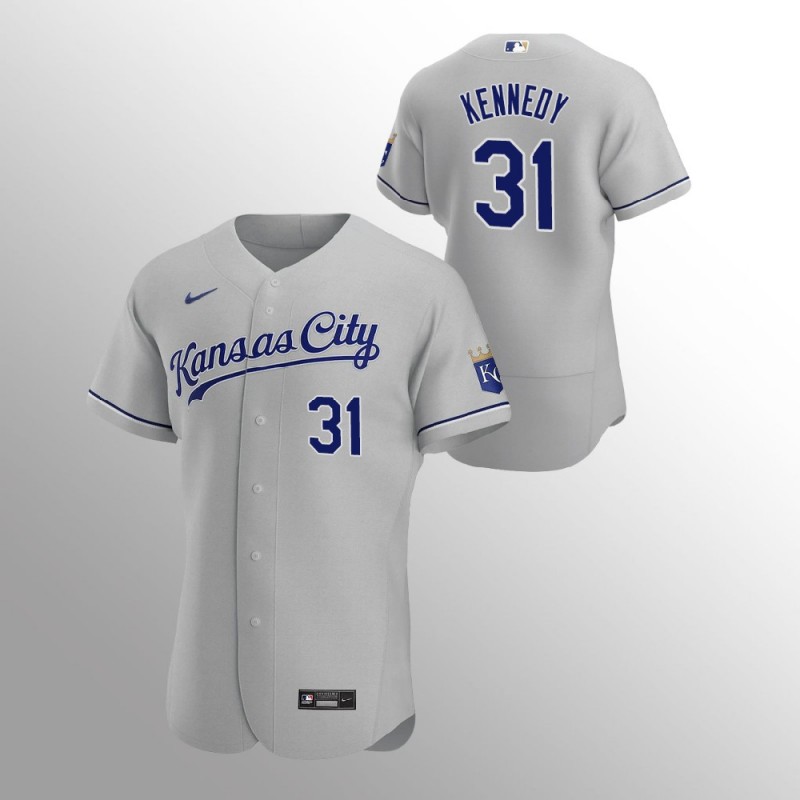 Men’S Kansas City Royals Ian Kennedy Authentic Gray 2020 Road Jersey – All Stitched, Embroidery