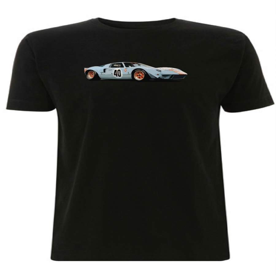 GT40 Classic Vintage Car T Shirt Gulf Racer Le Mans 24hr Graphic Design Men’s Tshirt