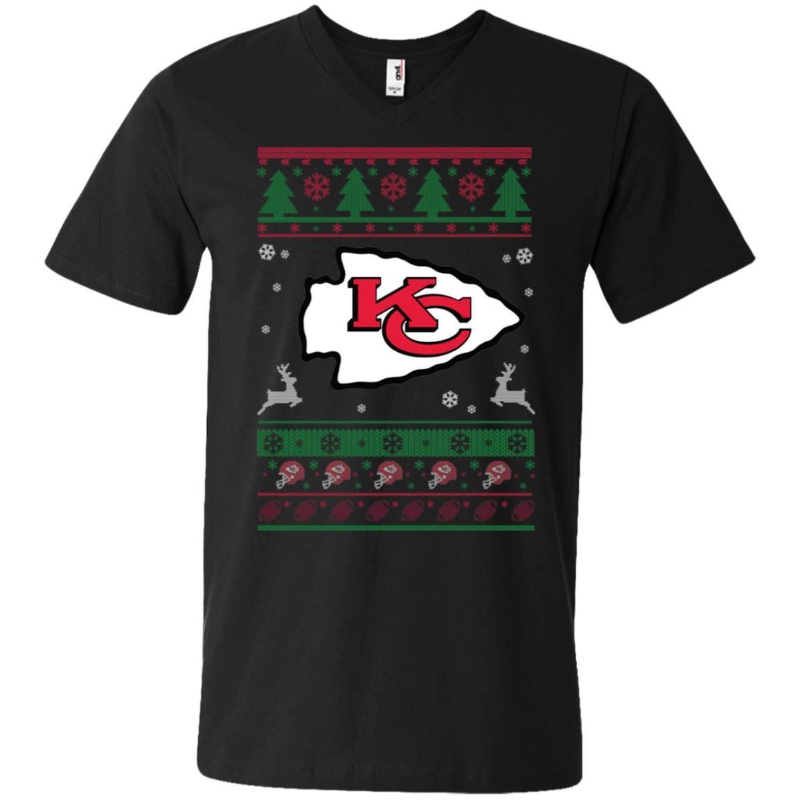 Kansas City Chiefs Logo Football Teams Ugly Christmas Sweater Men V-Neck T-Shirt