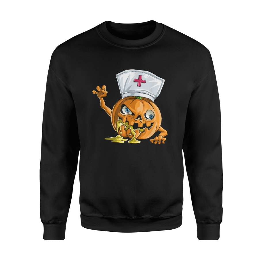 Zombie Pumpkin Nurse Funny Halloween Horror Scary Sweatshirt