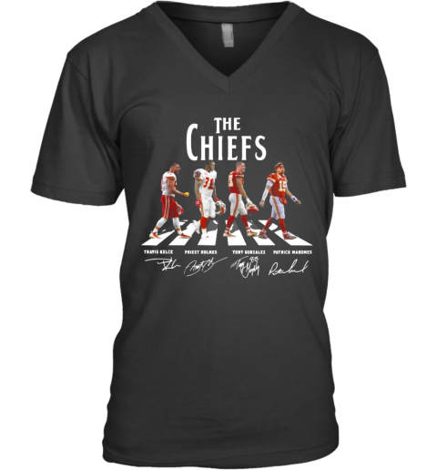 The Kansas City Chiefs Football Abbey Road Signatures V-Neck T-Shirt