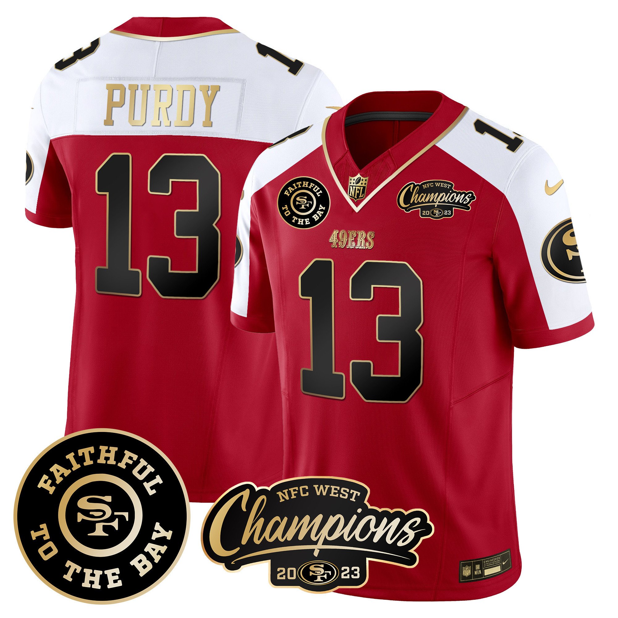 Brock Purdy 49Ers Faithful & 2023 Nfc West Champions Patch Vapor Jersey – All Stitched