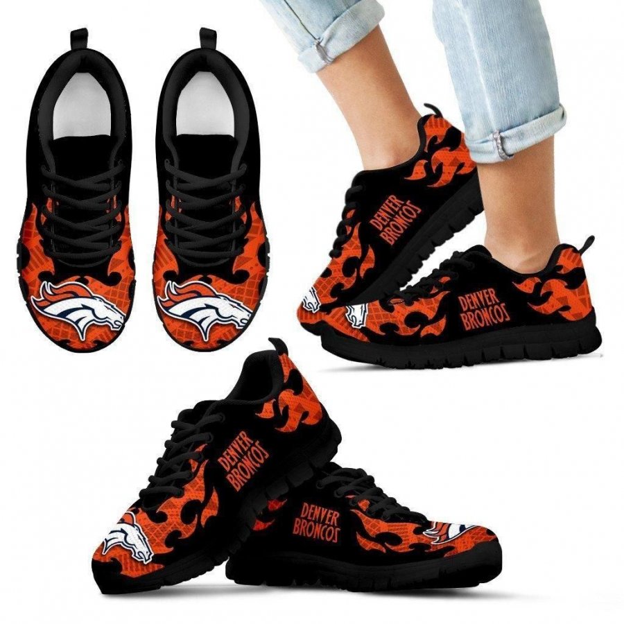 Tribal Flames Pattern Denver Broncos Sneakers #626