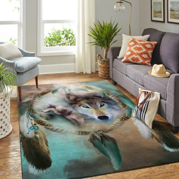 Wolf Sacred Native American Home Decor Rectangle Area Rug 15