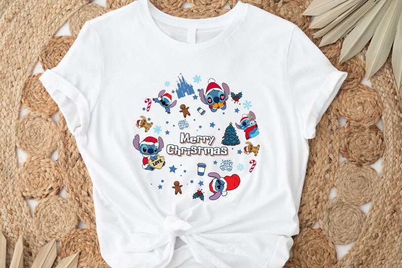 Vintage Stitch Merry Christmas Shirt, Merry Christmas Shirt, Stitch Christmas T Shirt, Christmas Family Shirt, Christmas Gift - Teeshirtsummer Christmas Gift