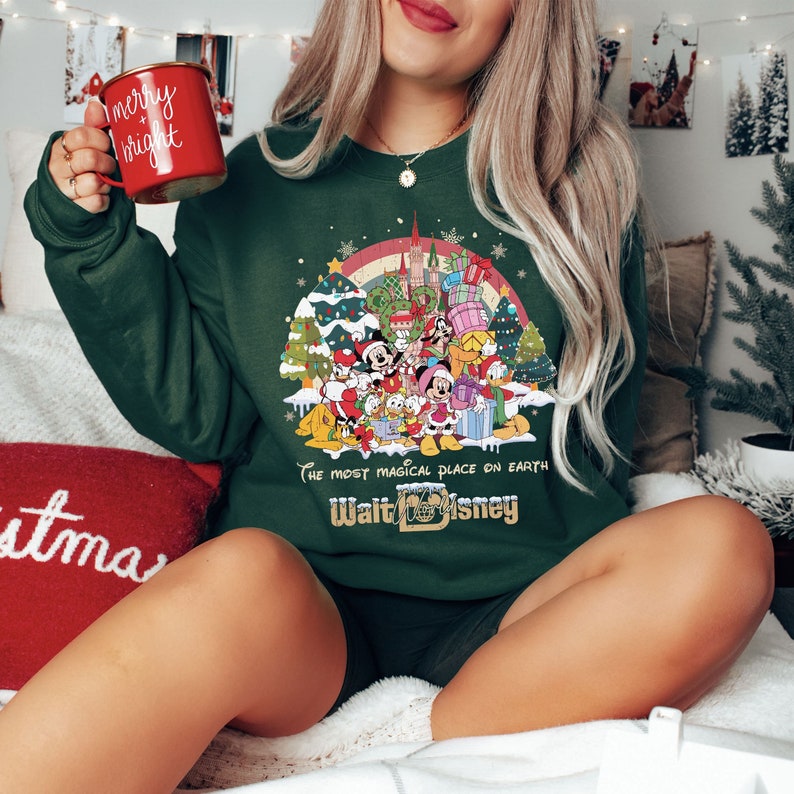 The Magic Kingdom x LookSy Vintage Walt Disney World Christmas Sweatshirt, Disneyworld Christmas Shirt, Retro Disney Christmas Sweatshirt, Disney Family Christmas Vacation 2023