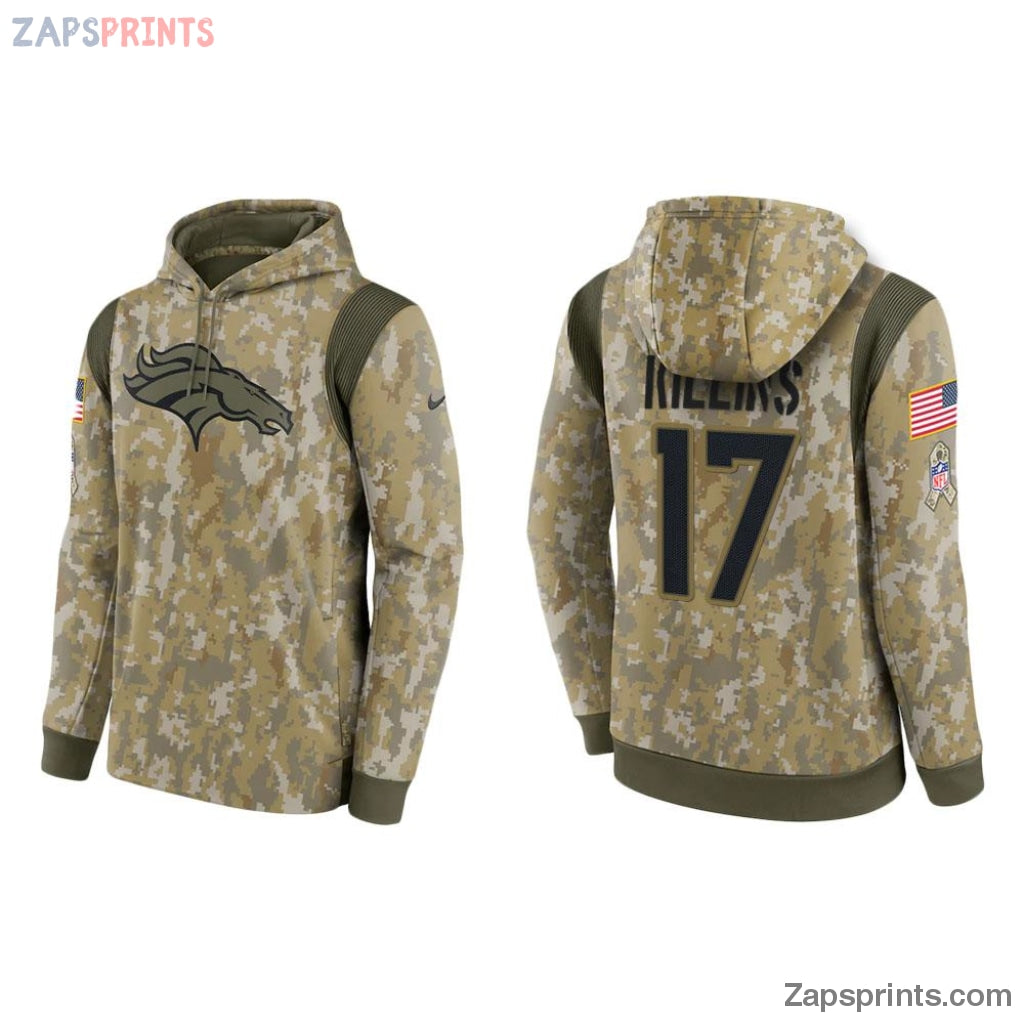 Adrian Killins Denver Broncos Camo 2021 Salute To Service Veterans Day Therma Pullover Hoodie